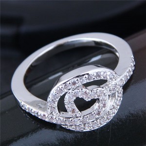 Glistening Cubic Zirconia Heart High Fashion Ring