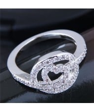 Glistening Cubic Zirconia Heart High Fashion Ring