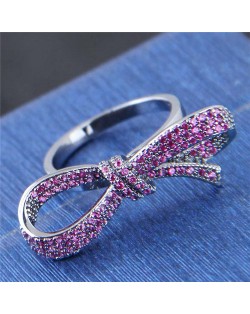 Cubic Zirconia Inlaid Delicate Bowknot Design Fashion Ring