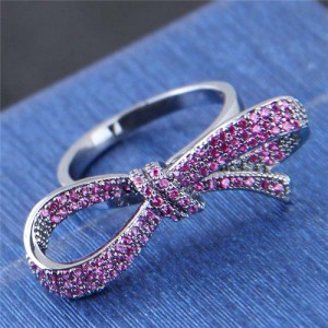 Cubic Zirconia Inlaid Delicate Bowknot Design Fashion Ring