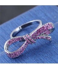 Cubic Zirconia Inlaid Delicate Bowknot Design Fashion Ring