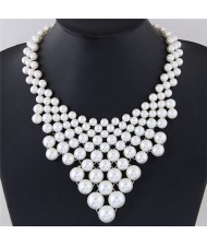 Pearl Cluster Weaving Style Chunky Fashion Statement Necklace