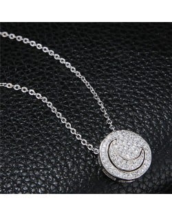 Shining Cubic Zirconia Inlaid Moon and Sun Combo Design High Fashion Necklace