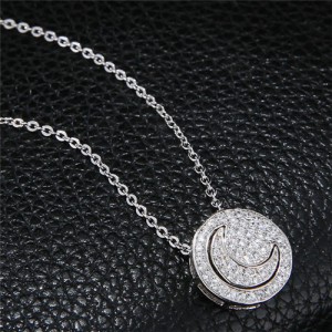 Shining Cubic Zirconia Inlaid Moon and Sun Combo Design High Fashion Necklace