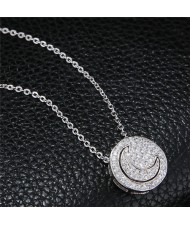 Shining Cubic Zirconia Inlaid Moon and Sun Combo Design High Fashion Necklace