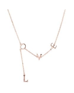 Korean Fashion Love Characters Pendant Design Costume Necklace - Rose Gold