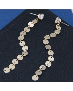 Bling Bling Golden Sequins High Fashion Dangling Earrings