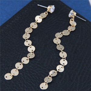 Bling Bling Golden Sequins High Fashion Dangling Earrings