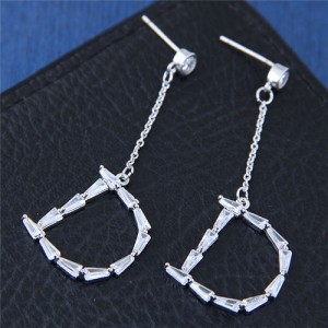 Cubic Zirconia Character D Pendant High Fashion Stud Earrings - Silver