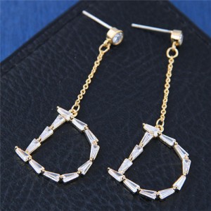 Cubic Zirconia Character D Pendant High Fashion Stud Earrings - Golden