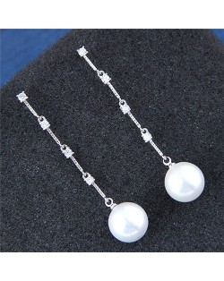 Luminous Pearl Pendant Shining Dangling Design Fashion Earrings