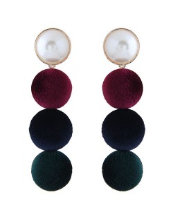 Flannel Buttons Pearl Fashion Stud Earrings - Multicolor