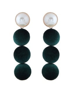 Flannel Buttons Pearl Fashion Stud Earrings - Green