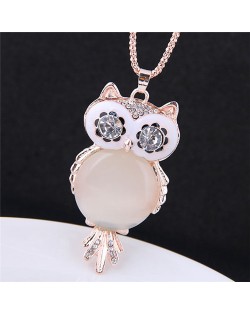 Opal Stone Body Rhinestone Eye Cute Fashion Night-owl Costume Necklace