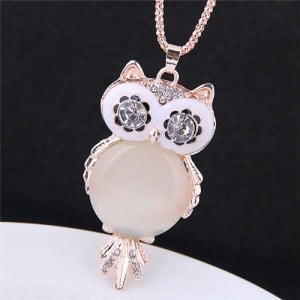 Opal Stone Body Rhinestone Eye Cute Fashion Night-owl Costume Necklace