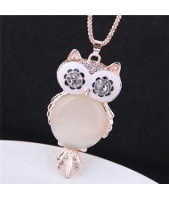 Opal Stone Body Rhinestone Eye Cute Fashion Night-owl Costume Necklace