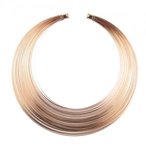 Multi-layers Plain Alloy Chunky Fashion Costume Necklet - Golden