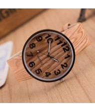6 Colors Available Wooden Texture Digits Index Design High Fashion Unisex Wrist Watch