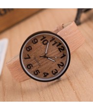 6 Colors Available Wooden Texture Digits Index Design High Fashion Unisex Wrist Watch