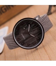 6 Colors Available Wooden Texture Digits Index Design High Fashion Unisex Wrist Watch