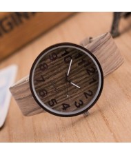6 Colors Available Wooden Texture Digits Index Design High Fashion Unisex Wrist Watch
