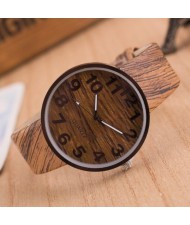 6 Colors Available Wooden Texture Digits Index Design High Fashion Unisex Wrist Watch