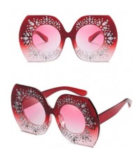 6 Colors Available Rhinestones Embellished Thick Frame High Fashion Sunglasses