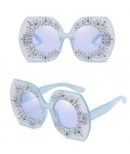 6 Colors Available Rhinestones Embellished Thick Frame High Fashion Sunglasses