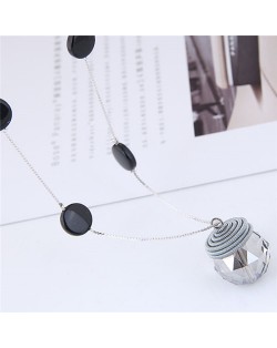 Glistening Crystal Ball Pendant Long Chain High Fashion Necklace