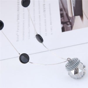 Glistening Crystal Ball Pendant Long Chain High Fashion Necklace