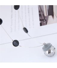 Glistening Crystal Ball Pendant Long Chain High Fashion Necklace