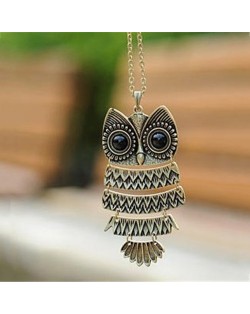 Long Design Vintage Owl Pendant Necklace