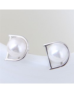 Pearl Inlaid Sweet D Fashion Stud Earrings