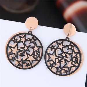 Starry Night High Fashion Titanium and Rose Gold Stud Earrings