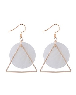 Seashell and Alloy Triangle Combo Design High Fashion Earrings
