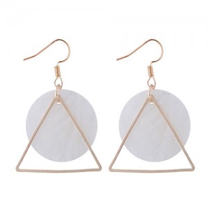Seashell and Alloy Triangle Combo Design High Fashion Earrings