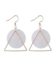 Seashell and Alloy Triangle Combo Design High Fashion Earrings