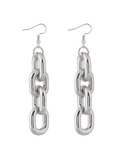 Chunky Chain Design High Fashion Alloy Costume Earrings - Silver