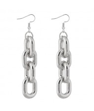 Chunky Chain Design High Fashion Alloy Costume Earrings - Silver