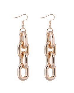 Chunky Chain Design High Fashion Alloy Costume Earrings - Golden