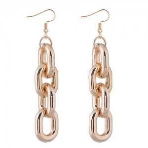 Chunky Chain Design High Fashion Alloy Costume Earrings - Golden