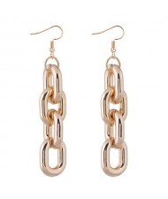 Chunky Chain Design High Fashion Alloy Costume Earrings - Golden