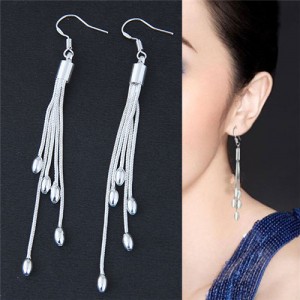 Dangling Alloy Beads Tassel Fashion Costume Earrings