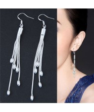 Dangling Alloy Beads Tassel Fashion Costume Earrings