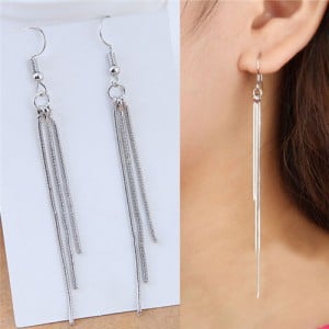 Triple Strands of Tassel Design Slim Fashion Earrings