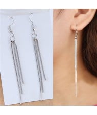 Triple Strands of Tassel Design Slim Fashion Earrings