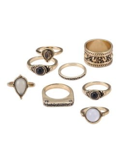 Vintage Floral Engraving Design 8 pcs Fashion Rings Set