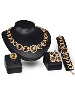 Shining Gems Embellished Chunky Luxurious Style 4 pcs Fashion Jewelry Set