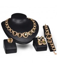 Shining Gems Embellished Chunky Luxurious Style 4 pcs Fashion Jewelry Set