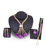 Dangling Violet Gems Design 4 pcs Fashion Jewelry Set